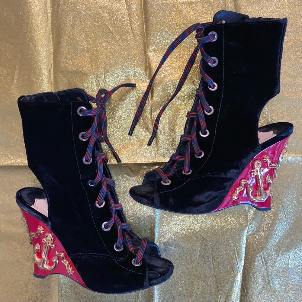 Prada Suede Wedge Booties